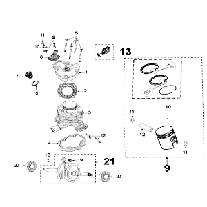 Kurbelwelle und Zylinder Peugeot Speedfight 3 LC blau