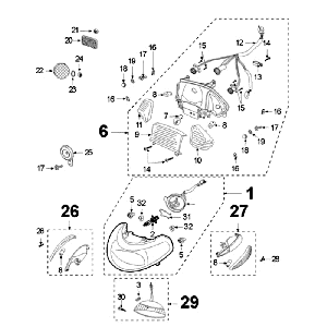 Licht Peugeot V-clic Rot
