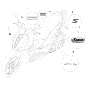 Piaggio Liberty 50 4-Takt-Kennzeichen und Zierleisten (IGET Euro 5)