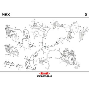 Kühler- Auspuff Rieju MRX blau 2004 2-Takt