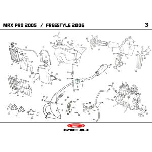 Kühler- Auspuff Rieju MRX pro blue 2006 2-Takt