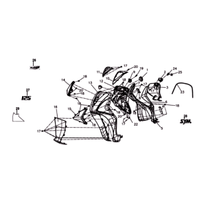 Frontplatte/ Innenplatte/ Blinker Sym Symphony ST 125I E4 Schwarz/ Rot (BK-001C/R-010CA)