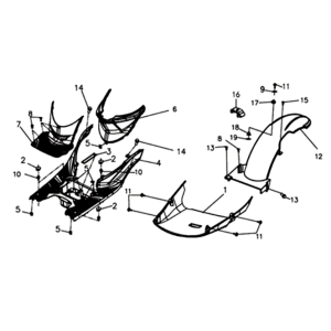 Fußplatte/ Rahmenabdeckung Sym Symphony ST 125I E4 Schwarz/Rot (BK-001C/R-010CA)