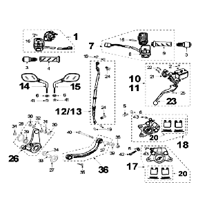 Bremssattel AJP Peugeot Speedfight 2 LC silber