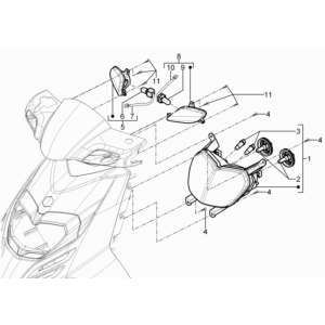 Hauptscheinwerfer - Frontblinker Piaggio Typhoon 50 2-Takt Euro 3 2011