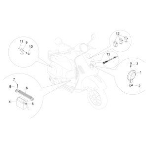 Schalter - Batterie - Hupe Vespa GTS 250 ie 2005-2016 (ohne ABS)