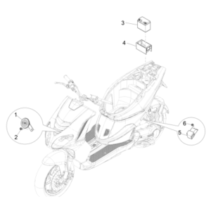 Batterie - Hupe - Starterrelais Piaggio NRG Power 50 2-Takt LC Euro 4