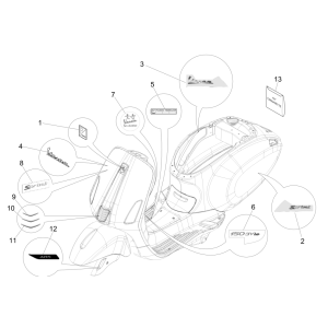 Embleme - Aufkleber - Logo Vespa Sprint 150 3V IE ABS Euro 3 2015