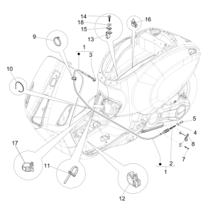 Vespa Sprint 150 3V IE ABS Euro 3 2015 hinteres Bremskabel