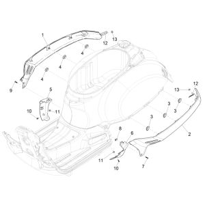 Blende Vespa GTS 125 4-Takt IE ABS Euro4 2016-2018-Skirt Vespa GTS 125 4-takt IE ABS euro4 2016-2018