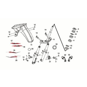 Steering  stem - front cushion Sym Crox 50 E5 BLACK/GREY (BK-5560S/GY-7450U)