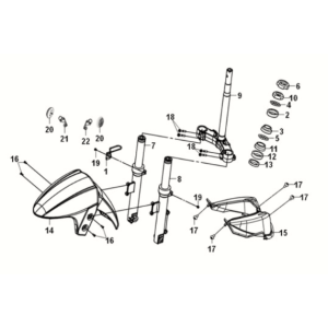 Lenkstimme/Vorderpolster Sym E-XPRO 45 KM/H 2020-2021 Weiß (WH-8018P)