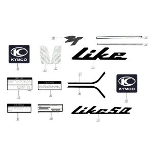Aufkleber - überträgt Kymco Like 4-Takt Tecno Silber wie T T 2015