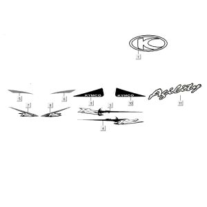 Aufkleber überträgt Kymco Agility RS 4-Takt weiß 11