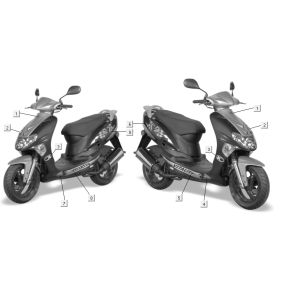 Aufkleber 1 Kymco Vitality 2t ac rot