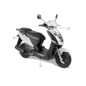 Aufkleber 2 Kymco Agility 10' 4-Takt weiß silber