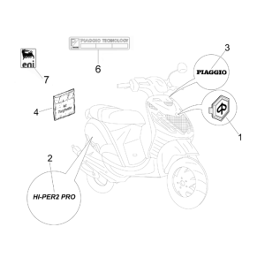 Aufkleber und Decals Piaggio Zip 50 SP 2006-2013 moonwhite 544