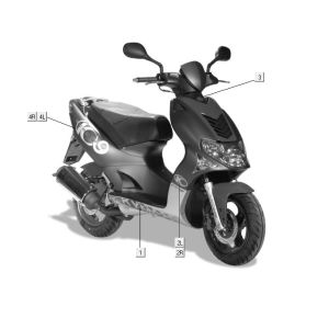 Aufkleber Kymco Super9 2t lc om mattschwarz-gelb