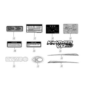 Aufkleber Kymco VP50 4 t ac techo silber