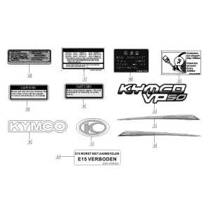 Aufkleber Kymco VP50i Injektion Euro 4 Tecno Silber