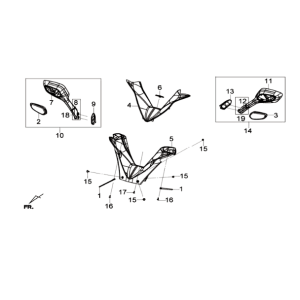 Lenkung/Bremsgriffe/Spiegel Sym Joymax 300I ABS E3 2014-2016 Mattgrau (GY-7450U)