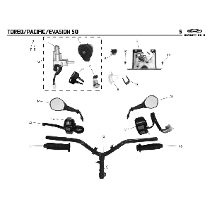 Lenkungsteile - Spiegel Rieju Pacific Grey 2009 2-Takt