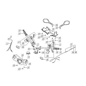 Lenkungsteile Kymco Super9 2t LC om mattschwarz-gelb