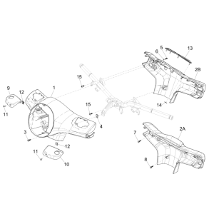 Lenkerabdeckung Vespa GTS 250 ie 2005-2016 (ohne ABS) schwarz Wettbewerb 98/A