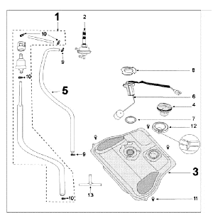 Tank breit und Benzinpumpe Peugeot Tweet alt weiß