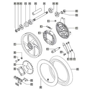 Achterwiel nieuw Tomos STANDARD (25-45KMH) (K8-L0)