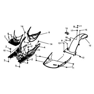Fußplatte Rahmenabdeckung Sym Symphony ST (BK-001C/R-010CA) schwarz/rot