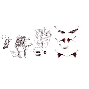 Voorplaat - binnenplaat - knipperlichten Sym Crox 50 E4 BLUE/GRAY (BU-300S/GY-7450U)