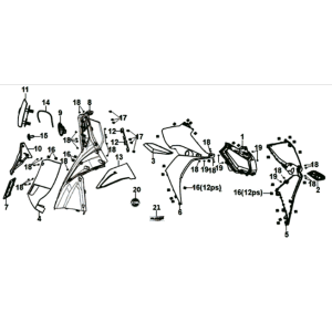 Frontplatte/Innenplatte/automatischer Blinker Sym Jet 14 125I E4 Weiß (WH-006)
