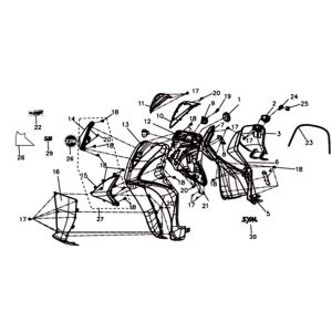 Frontplatte Innenplatte Blinker Sym Symphony ST euro4 (BK-001C/S-882U) schwarz/silber