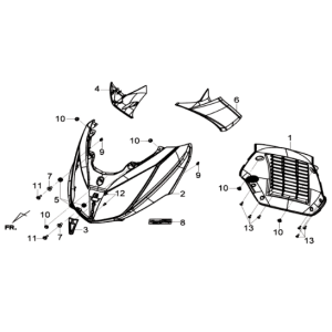 Frontplatte/ Blinker/ innerer Beinschild Sym Joymax 300I ABS E3 2014-2016 Mattgrau (GY-7450U)
