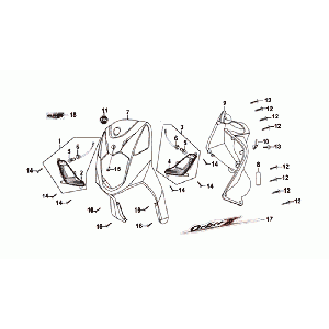 Faceplate/Innenplatte/Blinker SYM Orbit II Euro 4 mattsilber