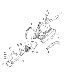 Frontplatte Piaggio MP3 300LT Sport 2009-2014 Stern weiß 595
