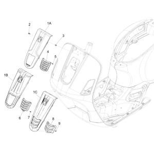 Frontplatte Vespa GTS 300 dh 2008-2016 (mit und ohne ABS) schwarz 85/B