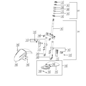 Vordergabel-Schutzblech Kymco Agility Fat 12' 4-Takt Techno Silber