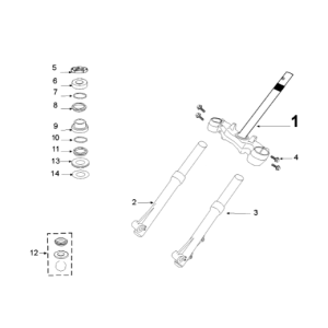 Voorvork - balhoofdstel Peugeot Tweet 125 E3 2010-2013