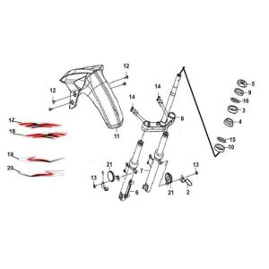 Voorvork - voorspatbord - balhoofdstel Sym Crox 50 E4 BLUE/GRAY (BU-300S/GY-7450U)