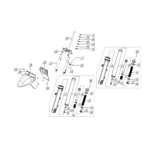 Vordergabel - Vorderradfender Kymco Like 4-Takt schwarz glänzend