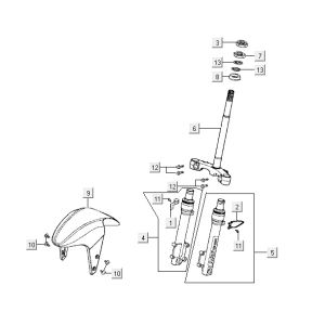Telegabel Kymco Super9 2t lc om mattschwarz-gelb
