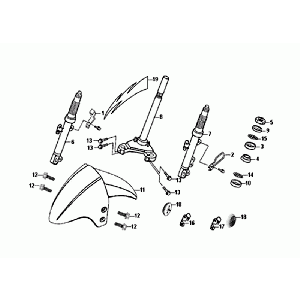 Telegabel/Kotflügel/Steuersatz vorne SYM Orbit II Euro 4 mattsilber