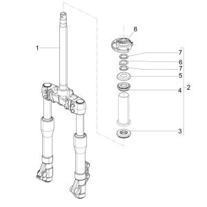 Vordere Gabel/Lenkrohr - Piaggio Beverly 125 RST 4T 4V IE E3 2010-2015 Lenkungslagergruppe (EMEA)