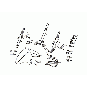 GABEL/KOTFLÜGEL/STEUERSATZ vorne Sym Orbit III Blue