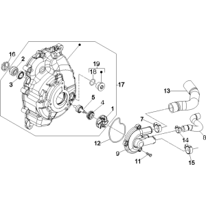 Wasserpumpe Vespa GTS 250 dh 2005-2016 (ohne ABS)