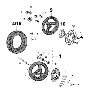 Räder Peugeot Jet Force LC Einspritzung Blau