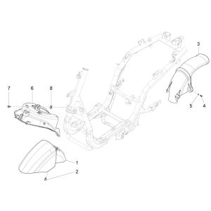 Beinschild Piaggio New Fly 4-Takt 4-Ventil rot 854a
