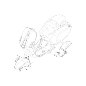 Kotflügel vorne Vespa Primavera 4-Takt 3-Ventil (Euro4-Einspritzung iget) Schwarz 98/A-Voorspatbord Vespa Primavera 4-takt 3-klepper Zwart 98/A